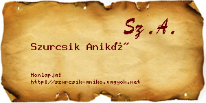 Szurcsik Anikó névjegykártya